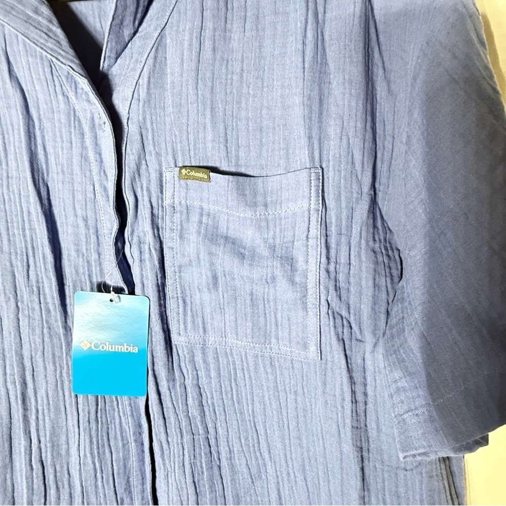 Columbia Women’s Blue Short Sleeve Button Up Shirt NWT XL - Picture 3 of 6